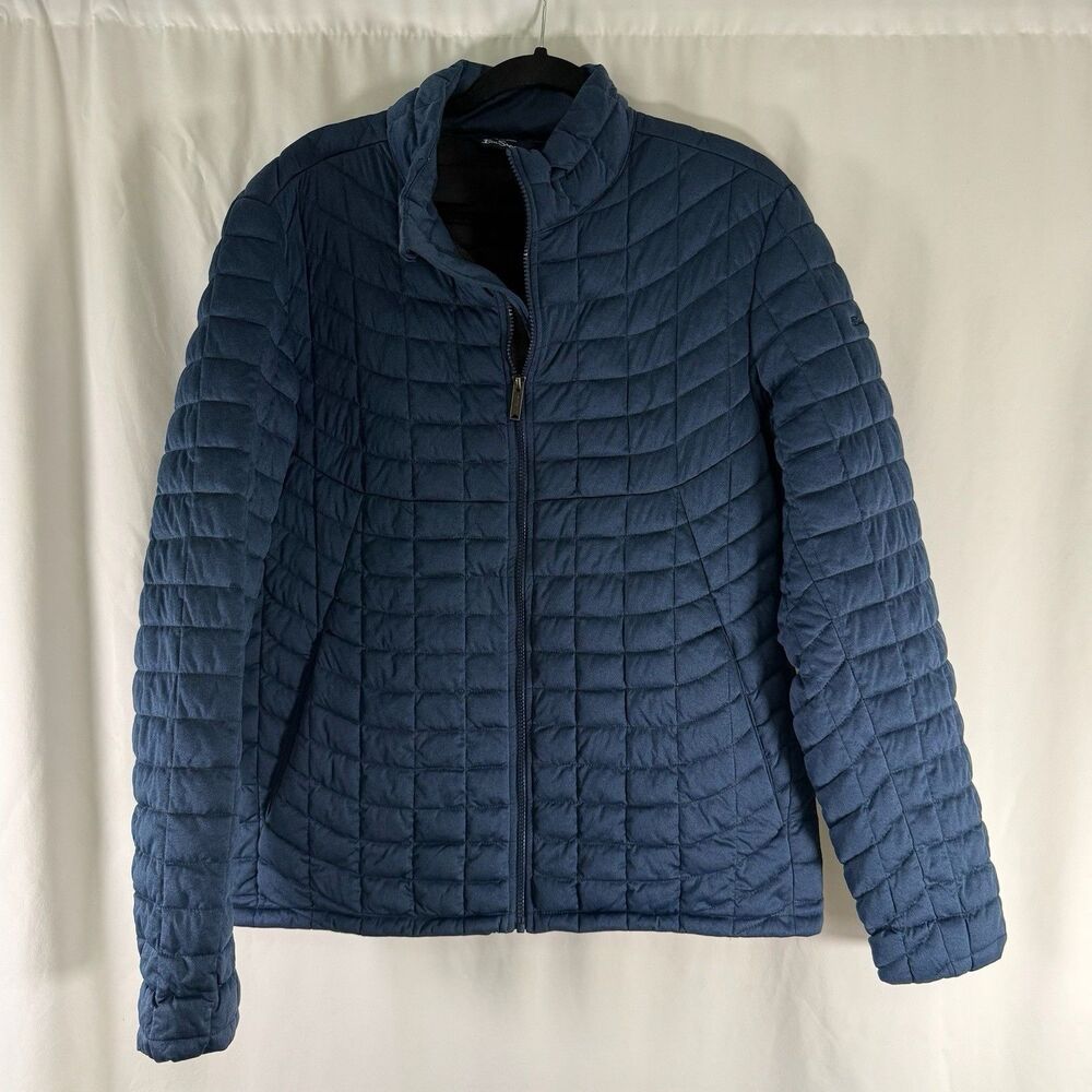 Ben Sherman Puffer Jacket Men's Large Solid Blue Full Zip Pockets